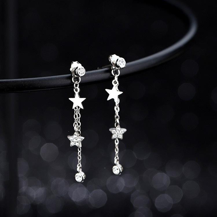 2023 Trendy Women's Star Tassel Stud Earrings in 925 Sterling Silver