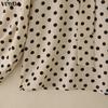 VONDA Elegant Women Tie V Neck Long Sleeve Polka Dots Casual Blouse Tops