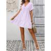 2026 Summer New Women's V-neck Loose Casual Short-sleeve Plaid Dress