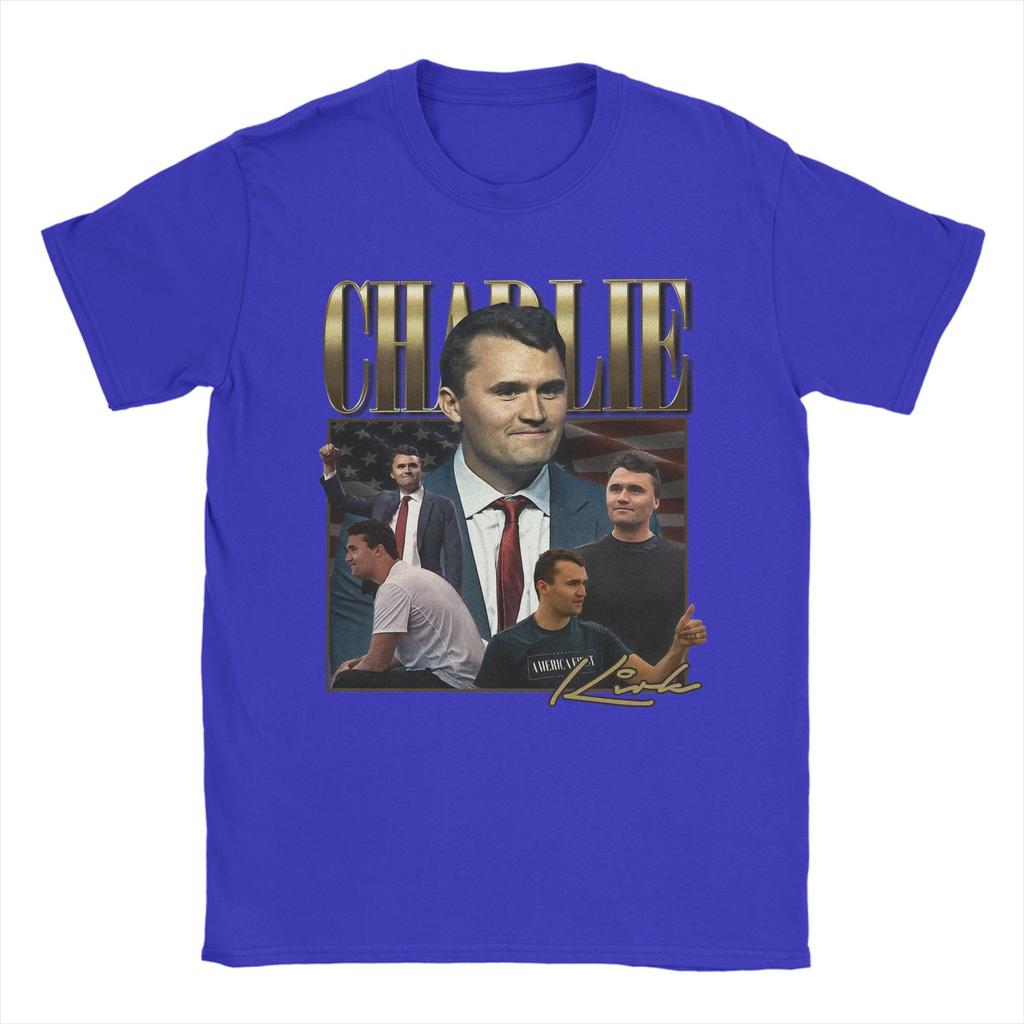 Men's Charlie Kirk T Shirts 100% Cotton Tops Fashion Short Sleeve Crewneck Tee Shirt Gift Idea T-Shirt