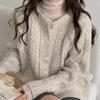 Dámský kardigan Volný pletený top Jednořadé zapínání Kulatý výstřih Svetr Hřejivý Módní Dlouhý rukáv Pletený svetr Podzim Zima Svrchní oděv