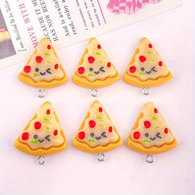 10 süße Pizzastück-Anhänger, die für DIY-Schmuck, Harz-Imitations-Lebensmittel-Anhänger verwendet werden können, können für Schlüsselanhänger, Ohrringe