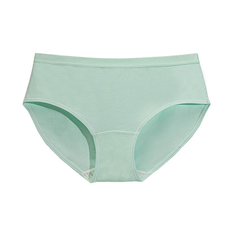 

Женские хлопковые антибактериальные трусики с бесшовным поясом, легкий летний стиль, однотонные, средней посадки, треугольные трусики больших размеров. M зелёный