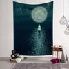 Night Sky Moon Wall Hanging Tapestry Star Tapestry Psychedelic Black and White Tapestry Wall Hanging Suitable for Home