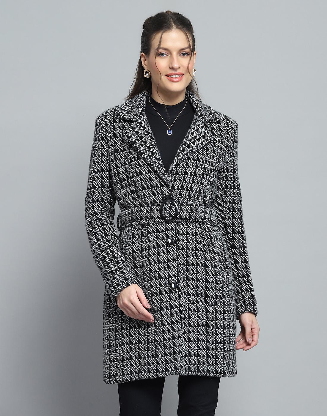 

MONTE CARLO Женское пальто черного цвета с лацканами с разрезом и рукавами полной длины M чёрный