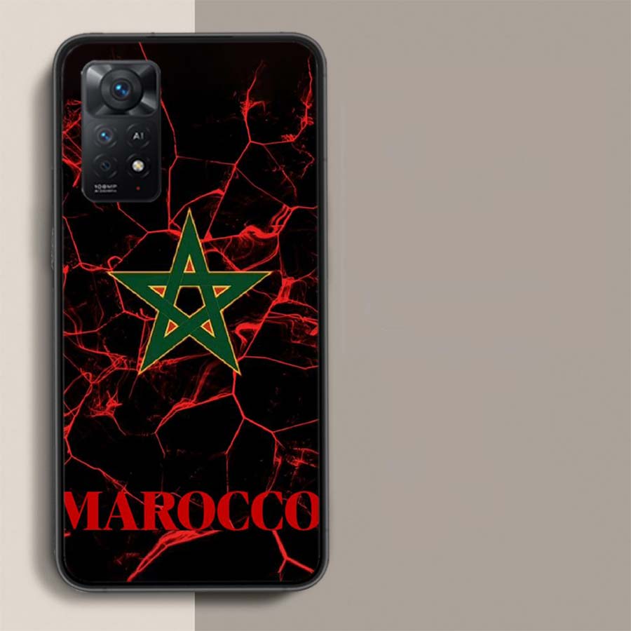 Morocco Flag Soccer Phone Case For Redmi Note 14+ 13 Pro Plus 14C 13C 12C 12 10A 10C 10 9 8 9A 9C 9T 8A 7 Pro Xiaomi Capa Cover