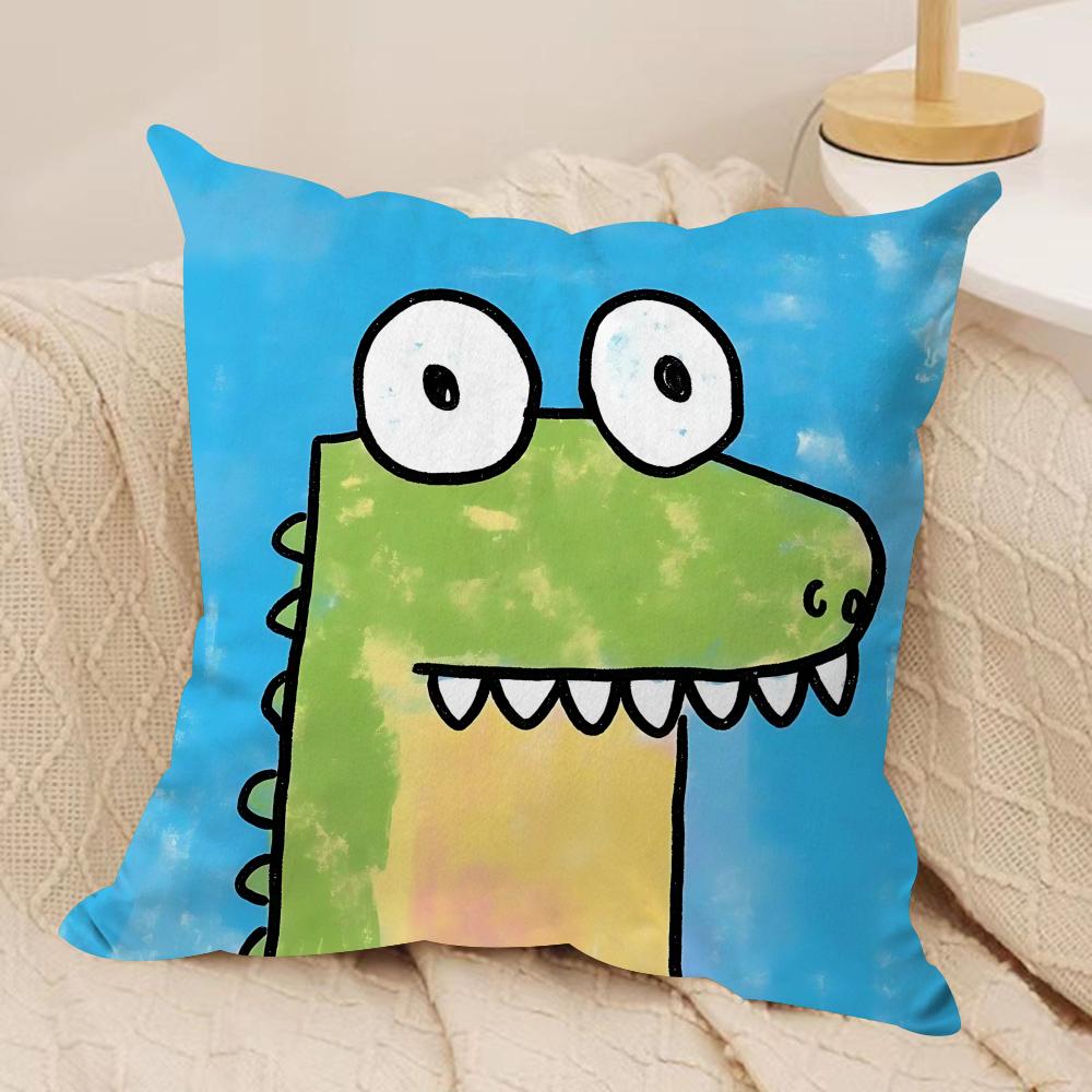 Kids Cartoon Cute Animal Cushion Cover Silky Short Plush Invisible Zipper Dustproof Sofa Pillow Case For Home Decor