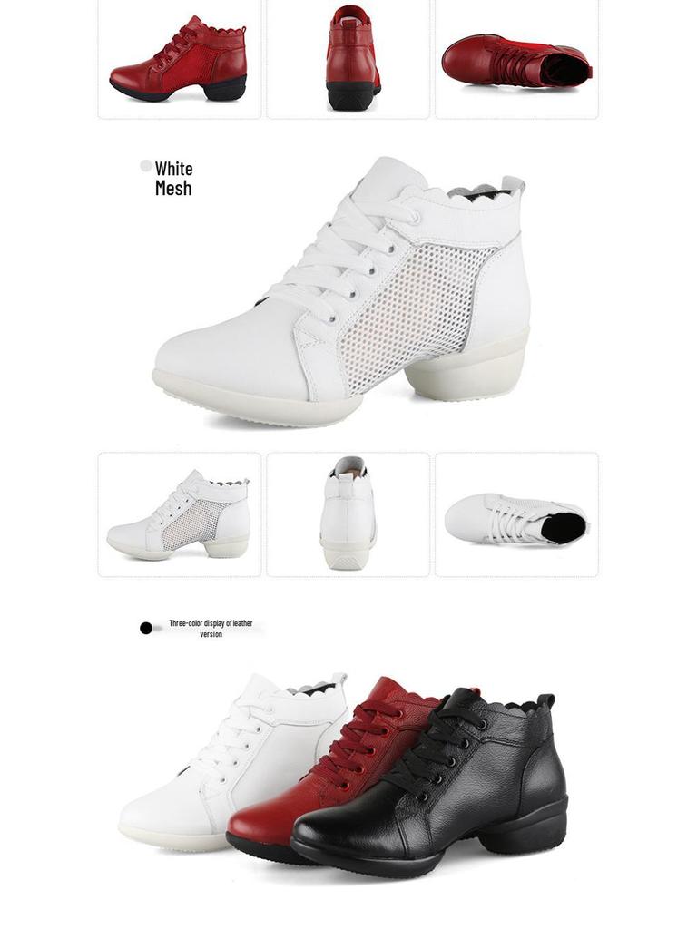 Kanghua Women's Soft Sole Cowhide Height-Increasing Dance Shoes for Modern and Square Dance - Summer Collection