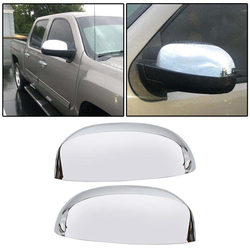 2PCS Chrome Side RearView Mirror Cover Caps For Chevrolet Silverado Suburban GMC Sierra Yukon Cadillac Escalade 2007-2013