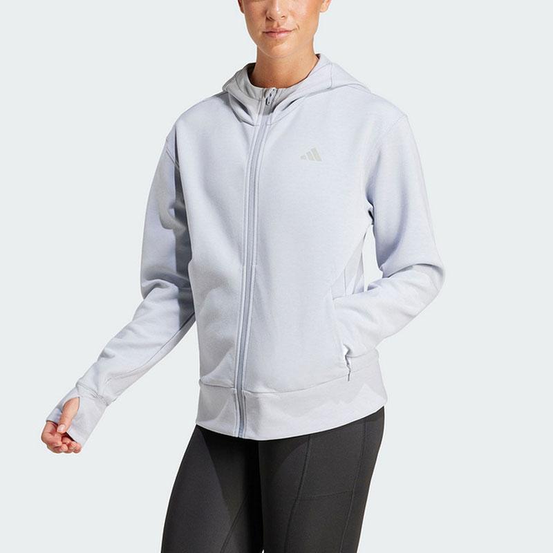 adidas Designed 4Climacool Training Full-Zip Hooded Sweatshirt Women Jacket Light-Silver JP2651