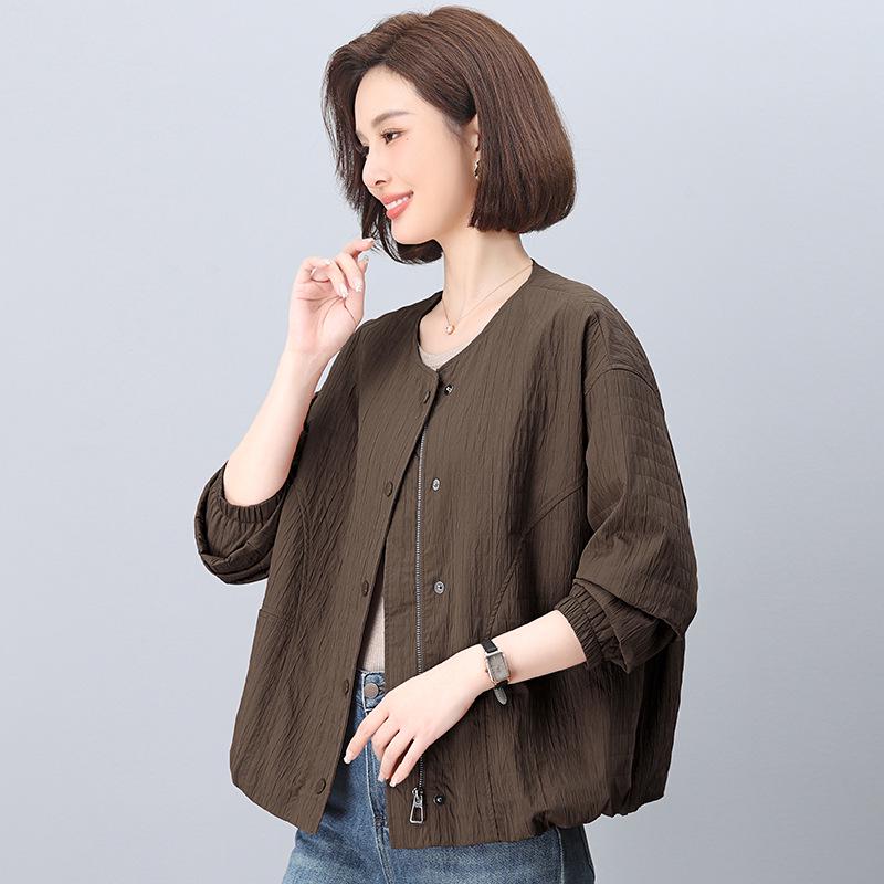 Casual Loose-Fit Jacket for Middle-Aged Women - 2025 Spring/Autumn Fashion Style
