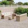 Ensemble de Canapés de Jardin de 11 pièces avec Coussins Beige Poly Rattan Acacia, Ensemble de Salle à Manger de Jardin de 3 3365101