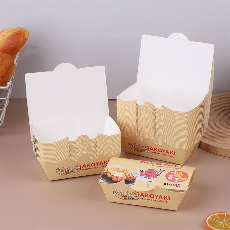 50 szt. Pudełko do pakowania kulek ośmiornicy Japońskie jedzenie uliczne Takoyaki Jednorazowe opakowanie na przekąski na wynos Papierowy pojemnik do pakowania Zaopatrzenie na imprezę