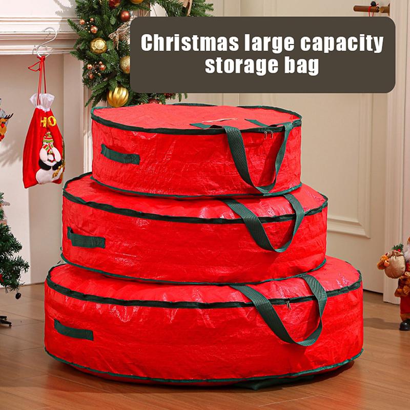 Christmas Wreath Storage Bag Artificial Wreath Organizer Round Storage Bag Dustproof And Waterproof Storage Bag