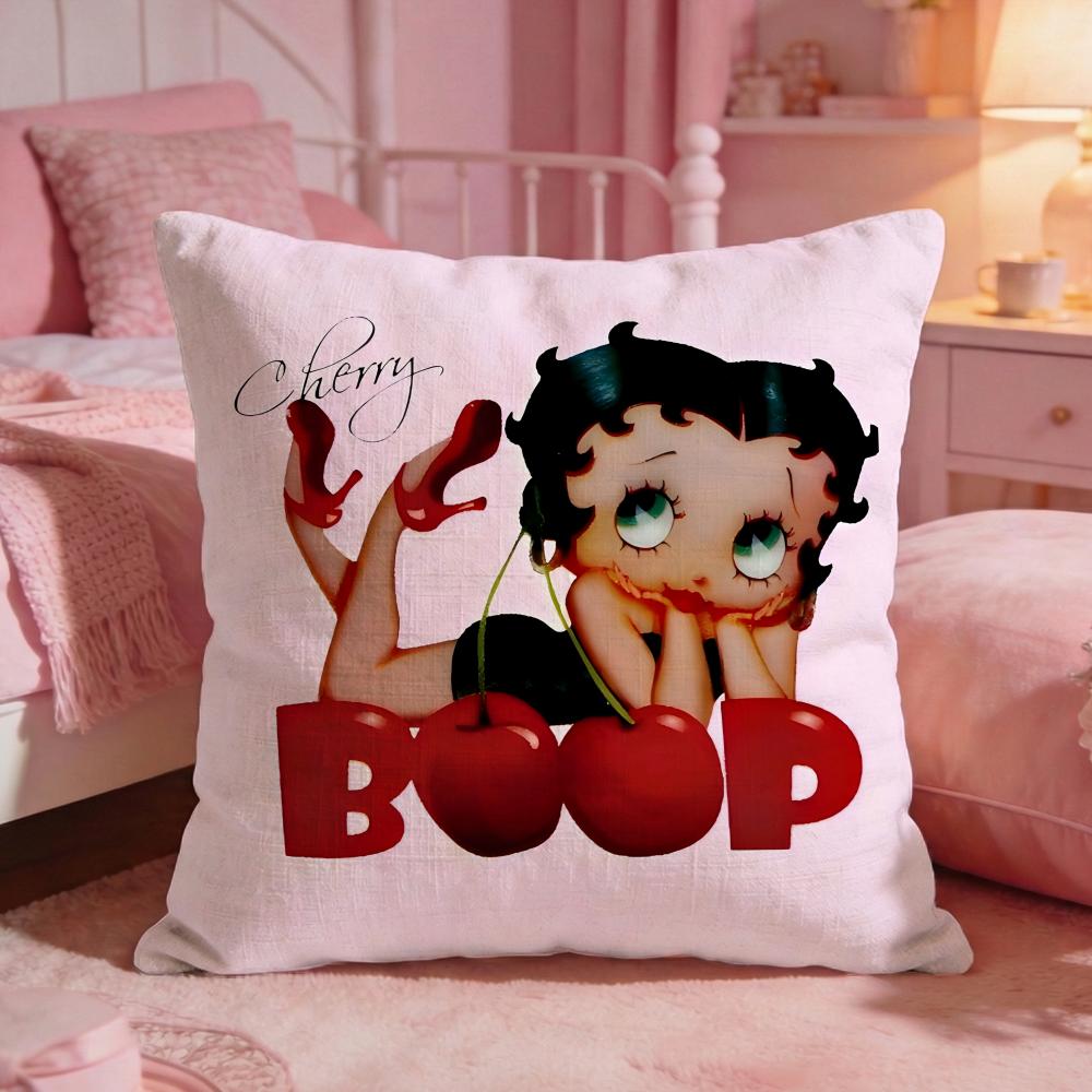 Betty BBoops Cute Cartoon Cushion Cover Premium Comfort Reversible Pillow Cove Two In One Design For Any Room Car Interior