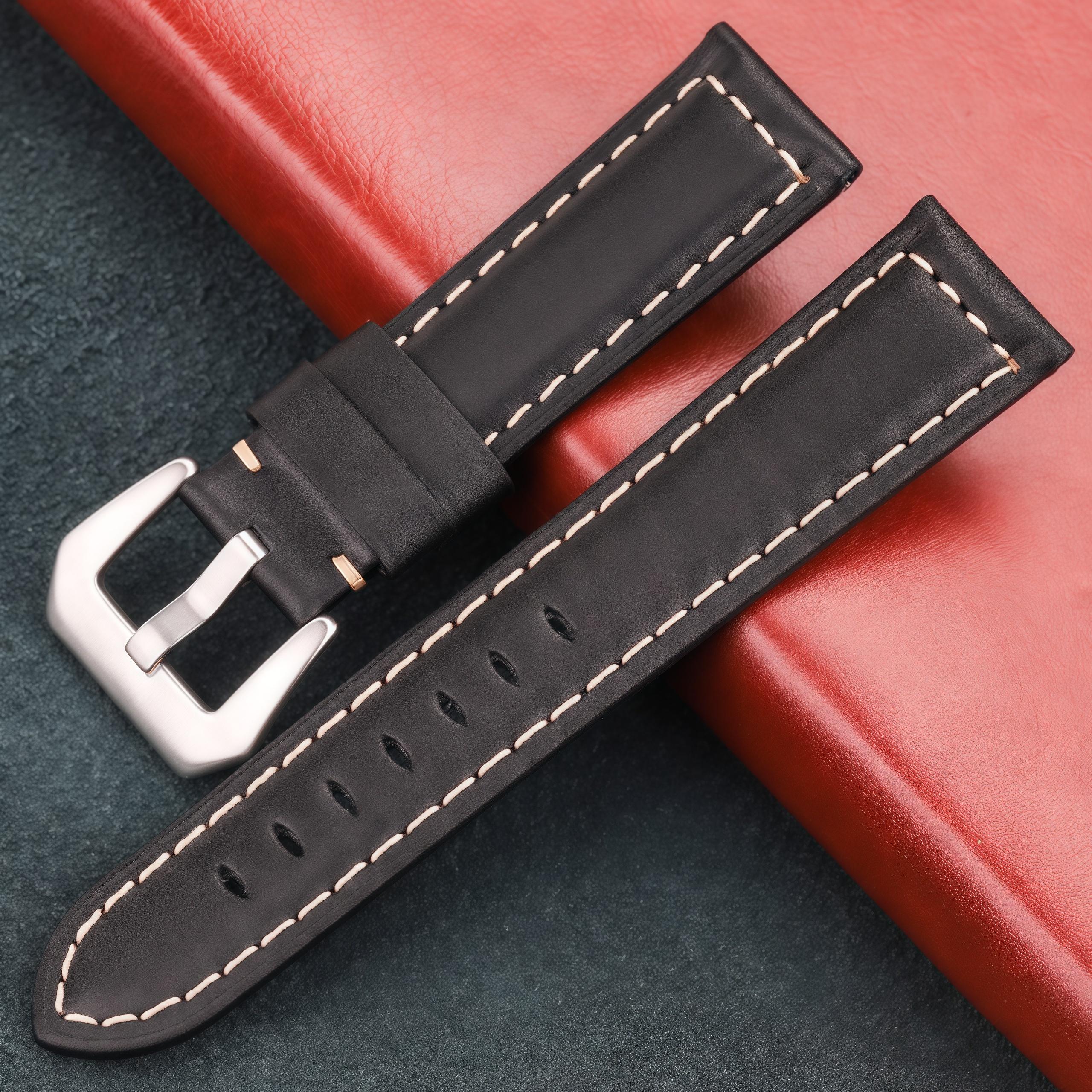 

Padded Genuine Leather Watch Strap 20mm 22mm 24mm Vintage Cowhide Watch Band Stainless Steel Pin Buckle Accessories for Men 24mm