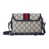 Gucci Ophidia GG Supreme Mini Crossbody Bag, Beige Canvas Navy Leather Trim,Women's Shoulder Handbag for Daily Shopping Travel 772239-FACUK-4047