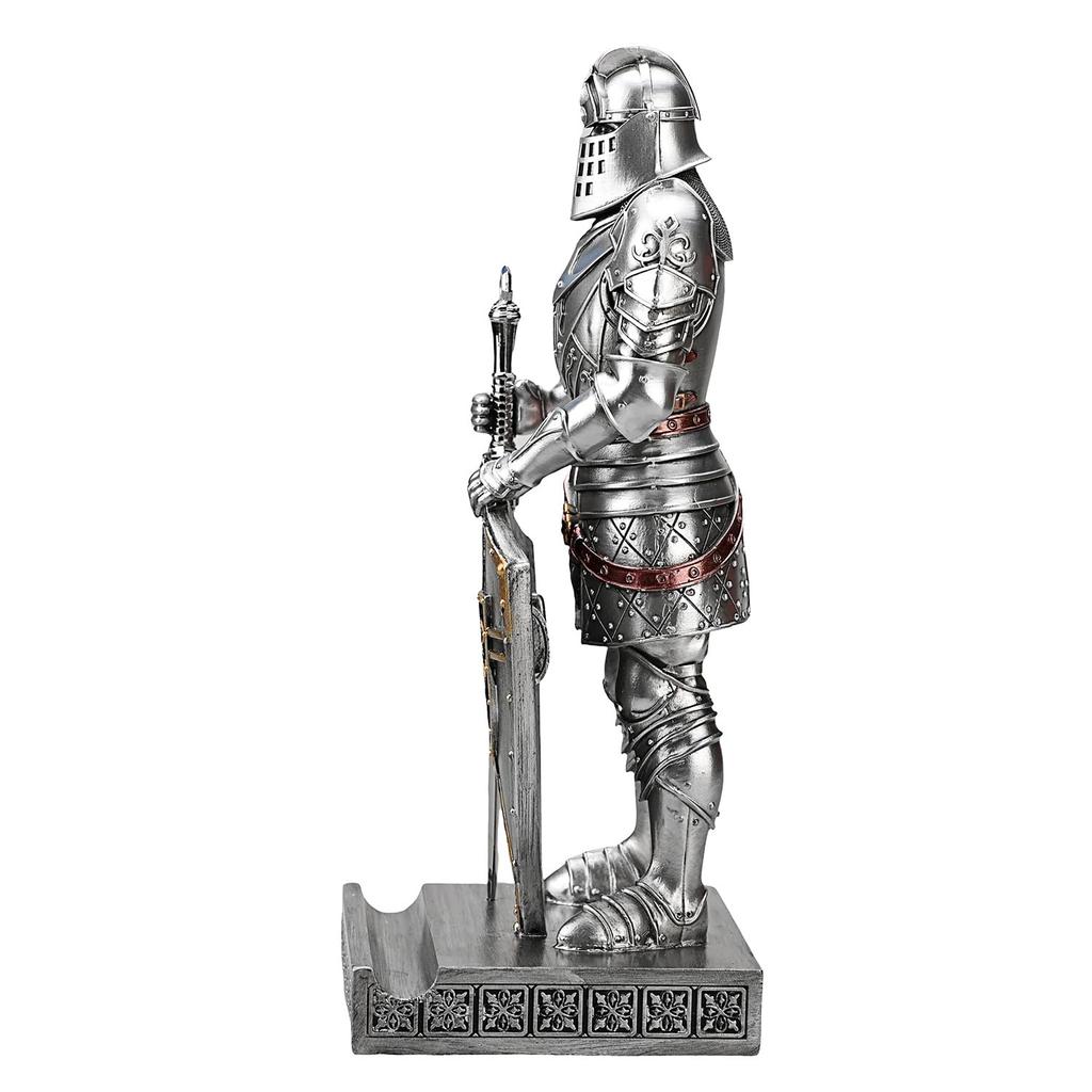 HDMbigmi King's Guard Ornament, Knight Statue, Desk Accessory, Pen Holder, Pen Stand, Paperweight for Office or Home (Silver)