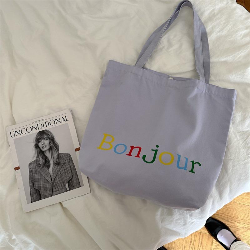 1 Canvas Bag Summer Alphabet Print Tote Bag Student Dress Book Large Capacity Literary Canvas Women's Bag