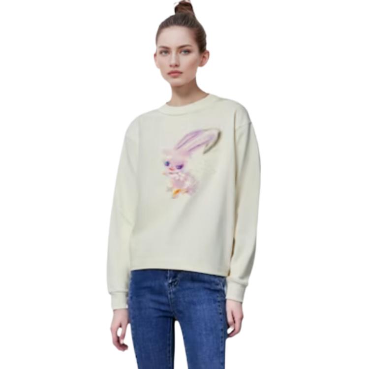We11done Ss23 Round Neck Pullover Rabbit Print Cartoon Long Sleeve Sweatshirt Unisex sweatshirt Off-White WD-TT1-23-792-U-IV