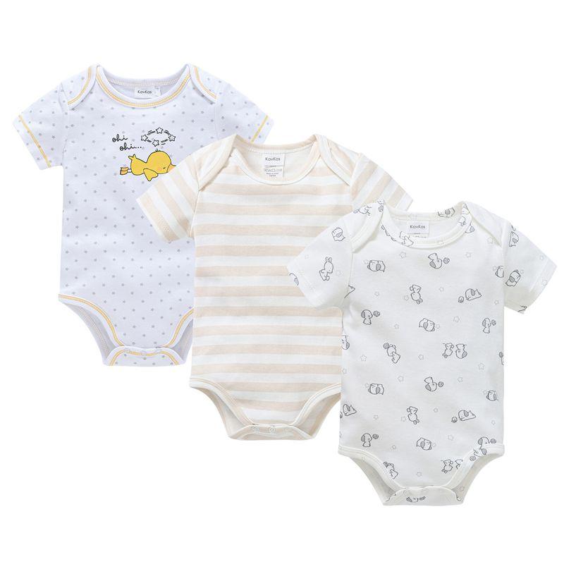 Baby Romper Summer Short-Sleeve Thin Triangle Onesie Three-Piece Set for Boys and Girls 0-3 Months 6