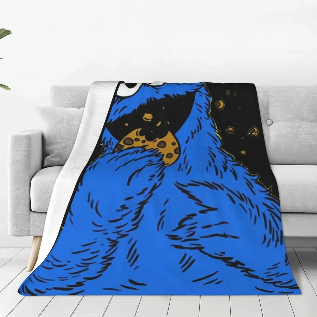 Custom Cookie Monster TV Theme Fleece Throw Fashion Blanket for Bed Couch or Outdoor Use  Soft and Warm Flannel
