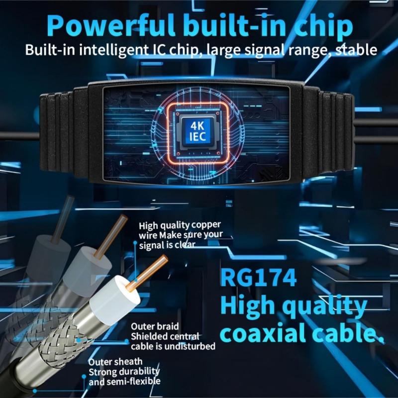 HDTV Antennas for USB TV Tuners/DVB Indoor/Outdoor Use with 16ft Coaxials Cable and Magnetic Base