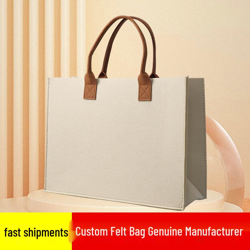 Stylish Color Block Felt Tote Bag - Large Capacity, Customizable for Gifts & Business