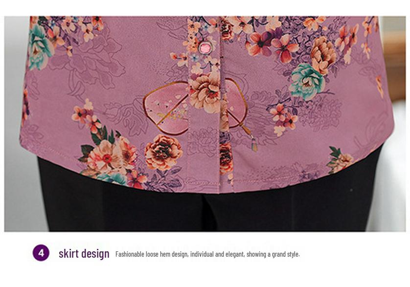 2026 Spring/Summer Lightweight Printed Shirt for Middle-Aged and Elderly Women, Plus Size, Loose Fit, Slimming Mother's Top