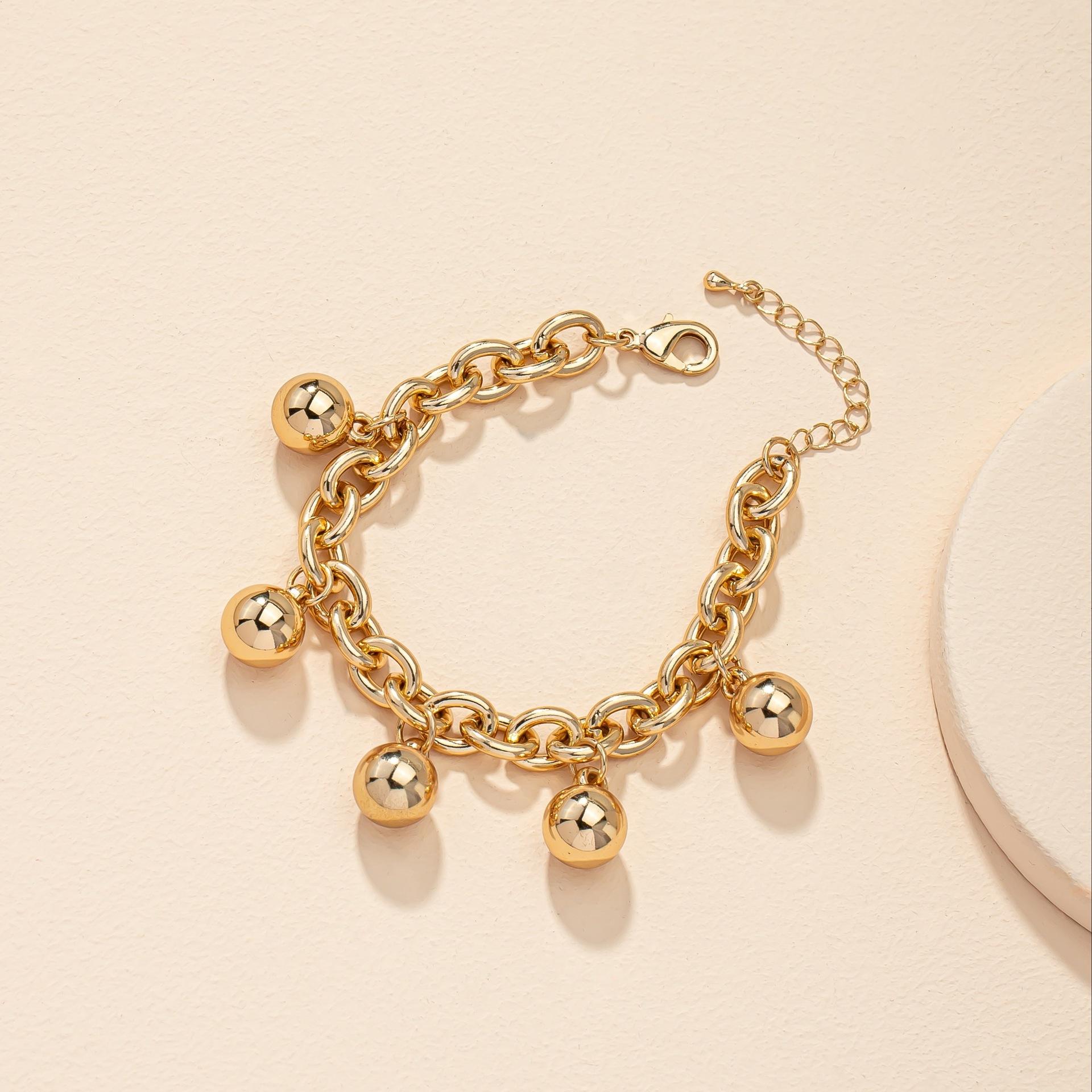 

A stylish golden yellow bead pendant chain bracelet is suitable for ladies and girls partying and holiday versatile