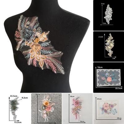 Netzstoff Klebeblume Polyester Stickerei Handgefertigt Perlen Einzelblume mit Bohrer DIY Nähdekoration mit Bekleidungszubehör