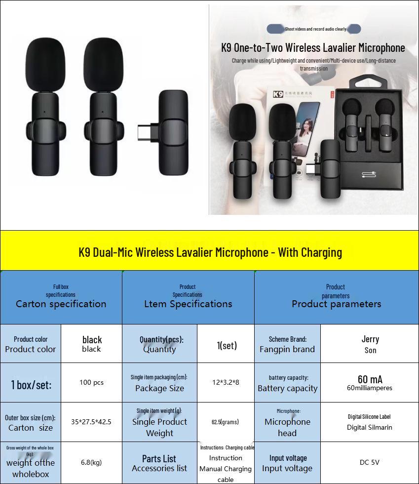 Wireless Lavalier Microphone for Outdoor Mobile Audio and Video Recording with Noise Reduction