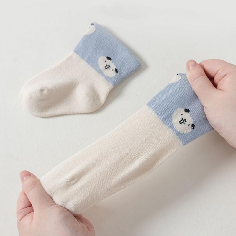 Baby Middle Tube Socks  Infant Cotton Cute Cartoon Baby Socks for Girls Boys Newborns Without Bones Loose Socks Spring Autumn