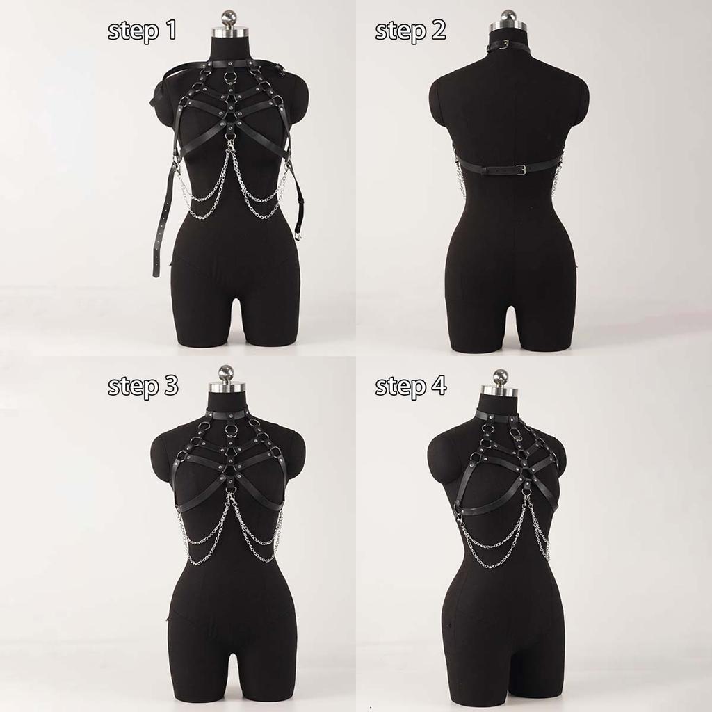 Cadenas Corporales Sexy para Mujer Cinturón con Cadenas Arnés de Cuero PU Cinturilla Cadenas para el Vientre Joyería para Mujeres Accesorios Góticos