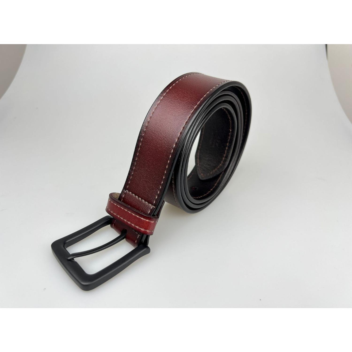 Men s Leather Vintage Denim Belt, Needle-buckle Sewn Belt 120cm