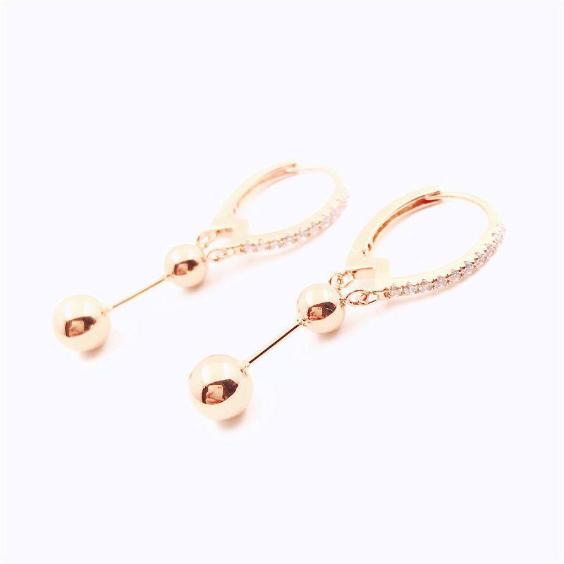 Exquisite Color Gold Versatile Fashion Ball Earrings Russian Purple Gold Fashion Temperament 585 Rose Gold Plated Earrings