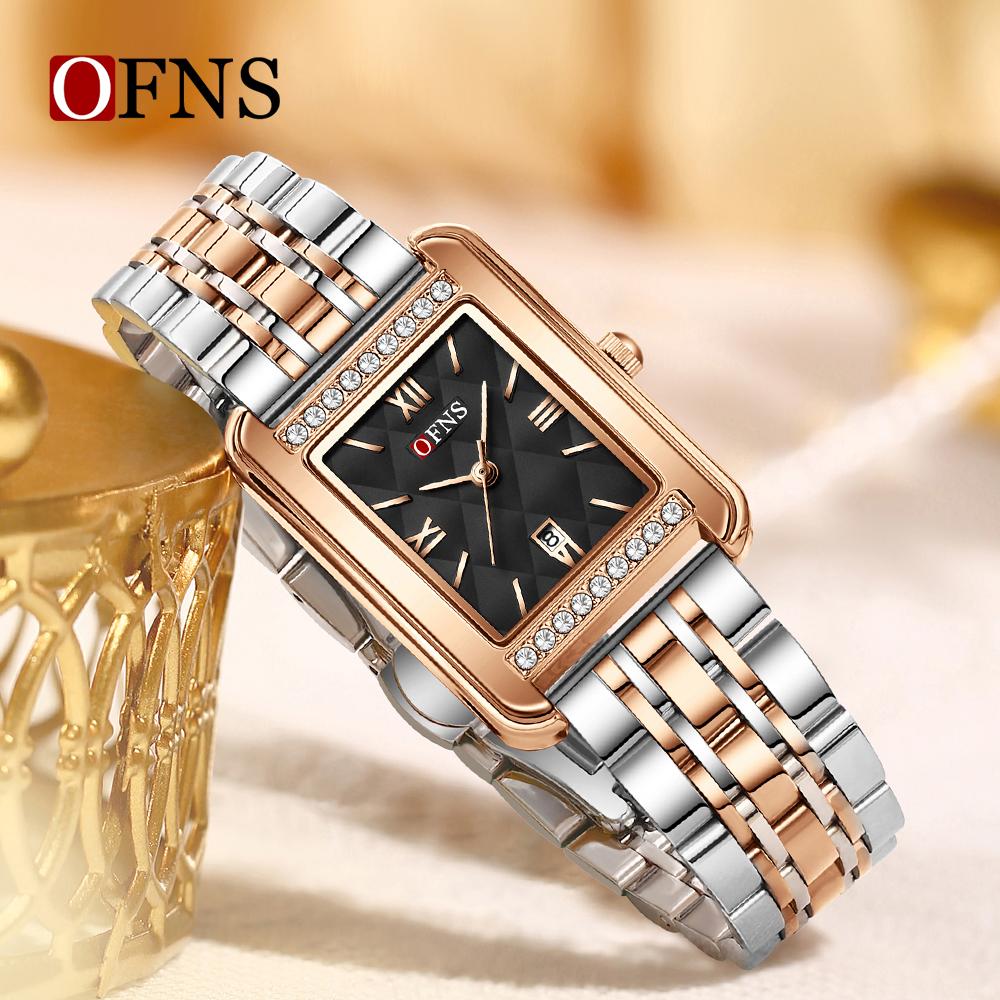 Women's Quartz Watch with Diamond Pattern Dial Stainless Steel Strap Waterproof Calendar Women Watch
