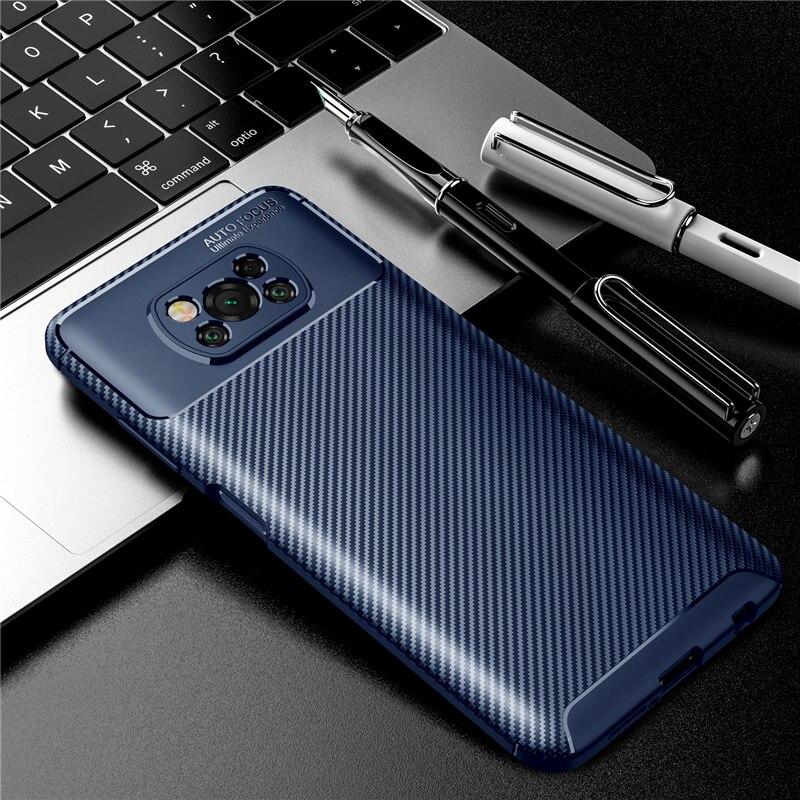 For Xiaomi POCO X3 NFC Case Soft Silicon Cover Carbon Fiber TPU Shockproof Case For M3 F2 Pro Redmi Note 9S 9 9A Mi 10T Pro Lite