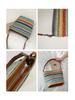 Herbst & Winter 2025 Regenbogenfarben gestreifte Stroh geflochtene Schultertasche - Minimalistische Damen Strand Eimertasche
