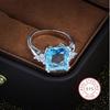 Anillo de Plata de Lujo 18k para Mujer con Circonita Cúbica Azul Noble Anillo Elegante para Mujer Joyería de Moda Joyería para Fiesta Boda Regalo
