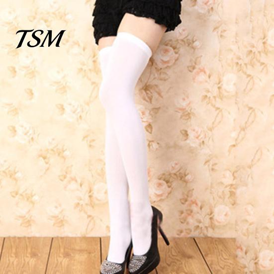 Women Stockings Solid Color Elastic Acrylic Fiber Over Knee Socks Stretch Comfortable Thigh High for Party