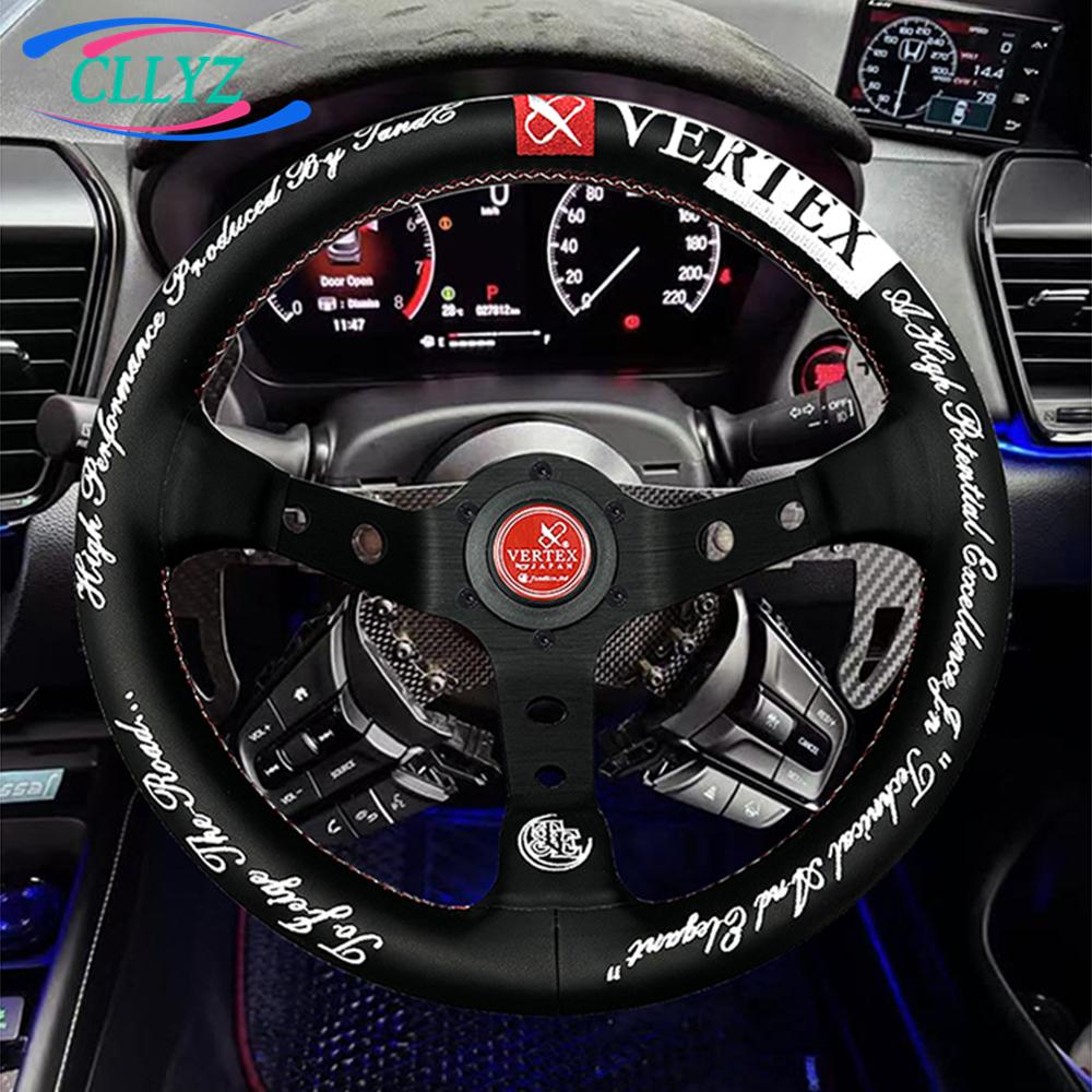 12.5inch 320mm Racing Drift Steering Wheel Real Leather Deep Dish VERTEX Sim Embroidery JDM Car Accessories