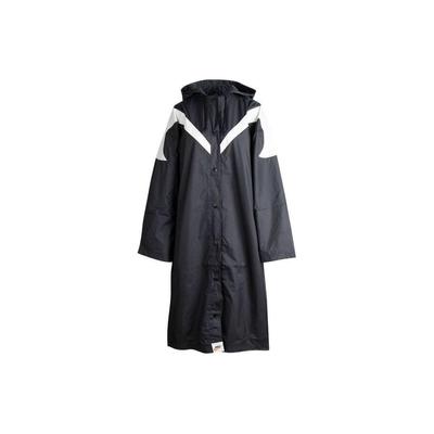 Color Block Langer Kapuzen-Windbreaker Damen Oberbekleidung Schwarz Weiß DX9873-010