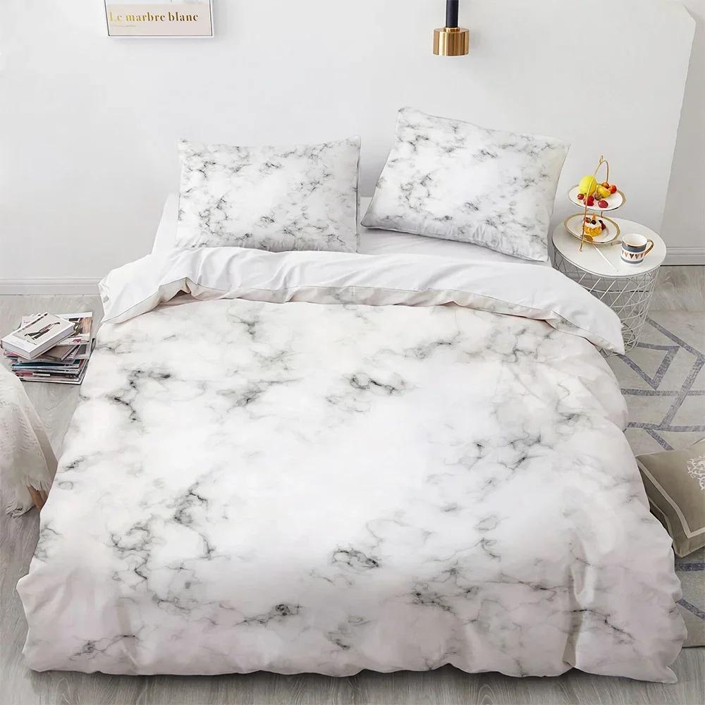 Beding Soft Duvet Cover Set White plus Black Marble 3 Piece-10 -TC Premium Microfiber Down Warm Comforter Comfortable Quilt Cover featuring Ziper
