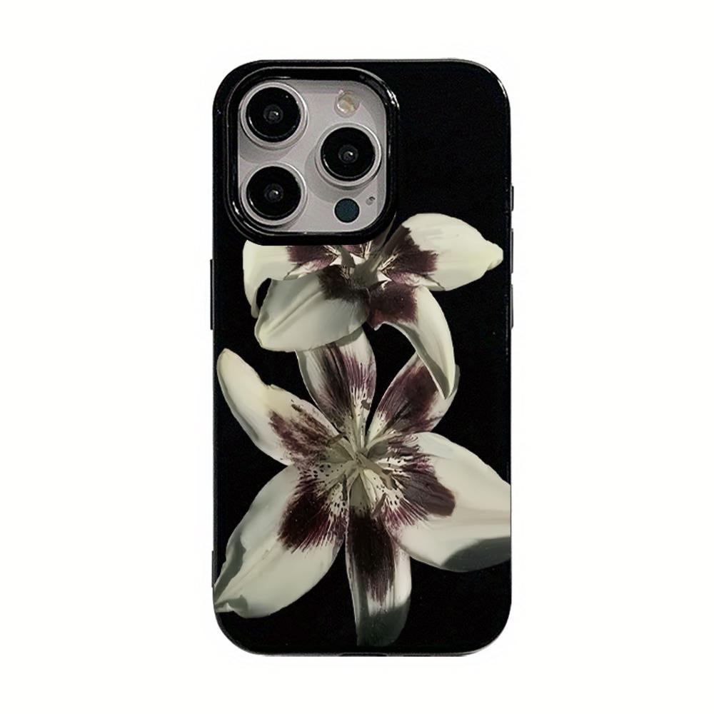 Ретро Чехол для телефона с узором Лилии Для iPhone 17 Air 16 15 14 13 12 11 Pro Max 16E X XR XS Max 7 8 Plus Ударопрочный Мягкий Чехол iPhone 13 Pro