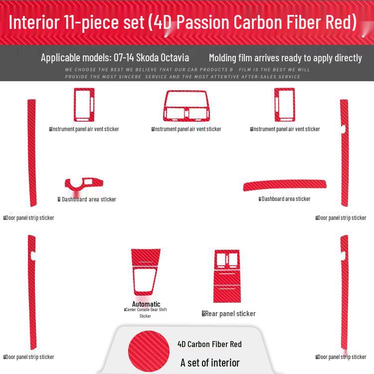 09-14 Skoda Octavia Interior Carbon Fiber Sticker, Free Replacement for Damage