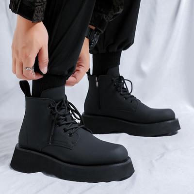 Fashion Martin Boots Men'S Autumn Casual High-Top Thick-Soled Heightening Leather Shoes British Tooling Short Boots 22510-R