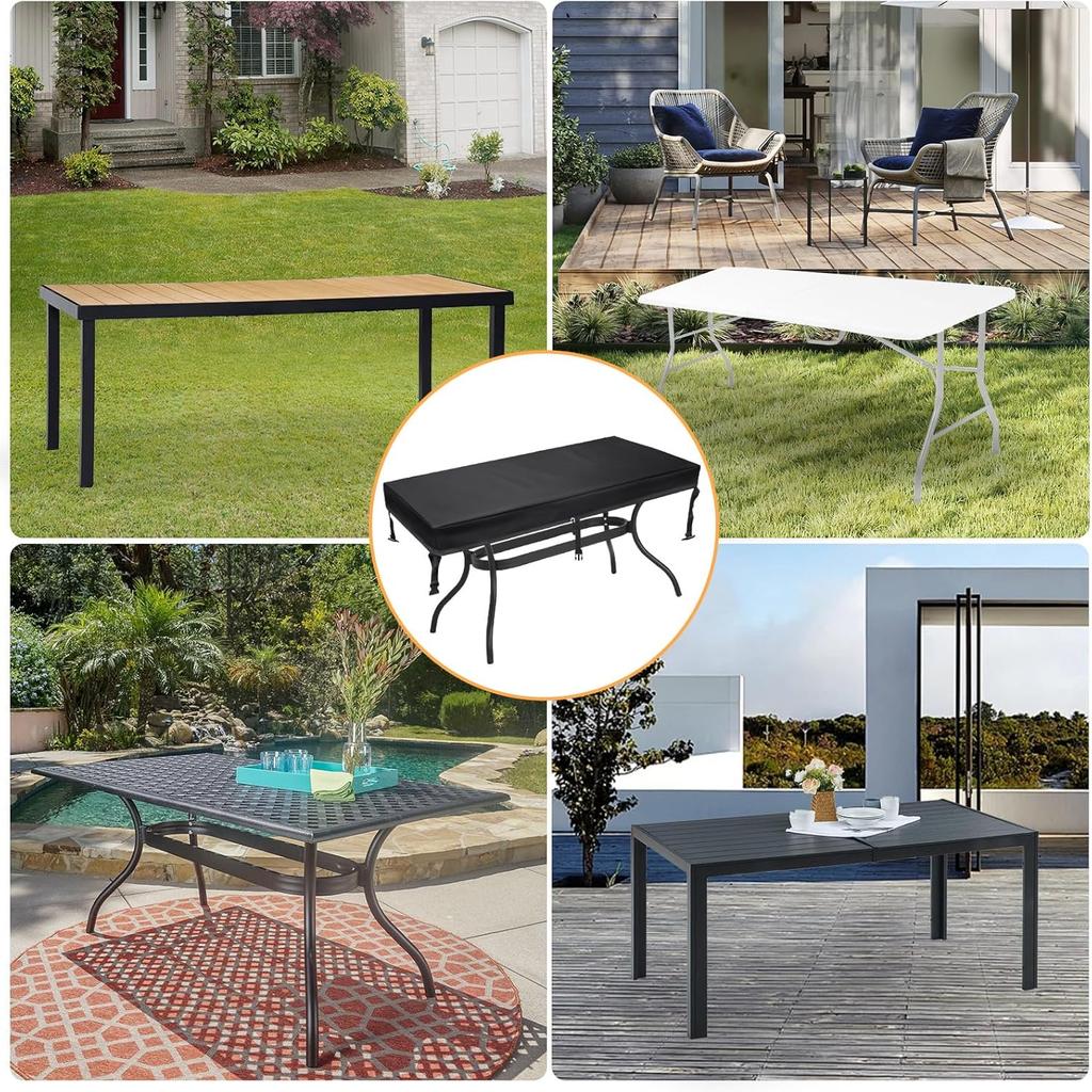 Rectangular Patio Table Cover - Waterproof Anti-UV Outdoor Dining Table Cover - Outdoor Patio Furniture Cover 75" L X 40" W X 6" H