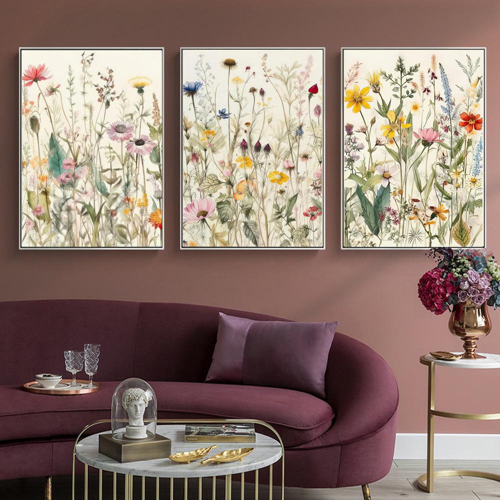 Aquarell Wildblumen Blumen Poster Bunte Blumen Drucke Boho Kunst Leinwand Malerei Minimalistischen Moderne Wand Bild Schlafzimmer Dekor