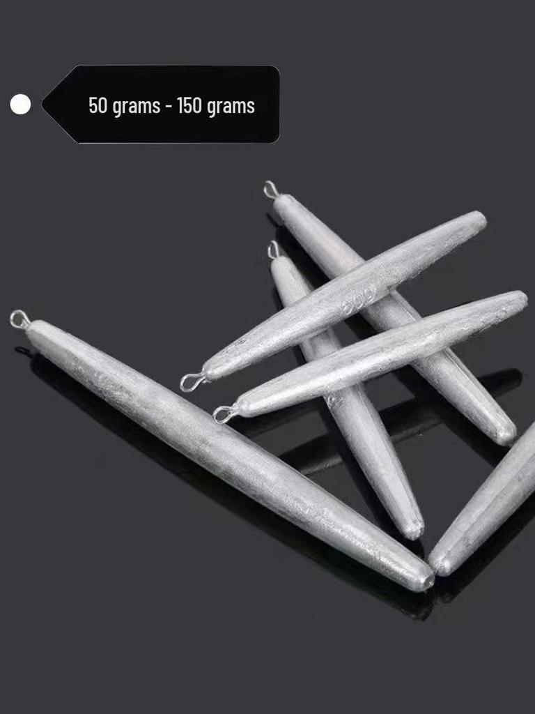 Pen-Shaped Sea Rod Anti-Snag Lead Weight with Ring, Long Strip Round Column Anchor for Fishing
